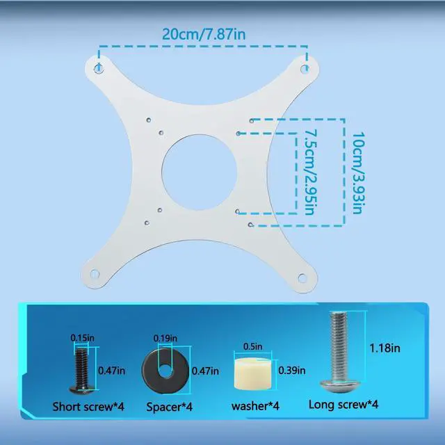 Alt view image 5 of 5 - 43" Odyssey Neo G7 VESA Mount Adapter Compatible with Samsung 43" Odyssey Neo G7, 43" M7 M70F Series 4K Monitor (Fits 2023 S43CG702NN LS43CG702NNXZA, LS43FM702UNXZA) (White)