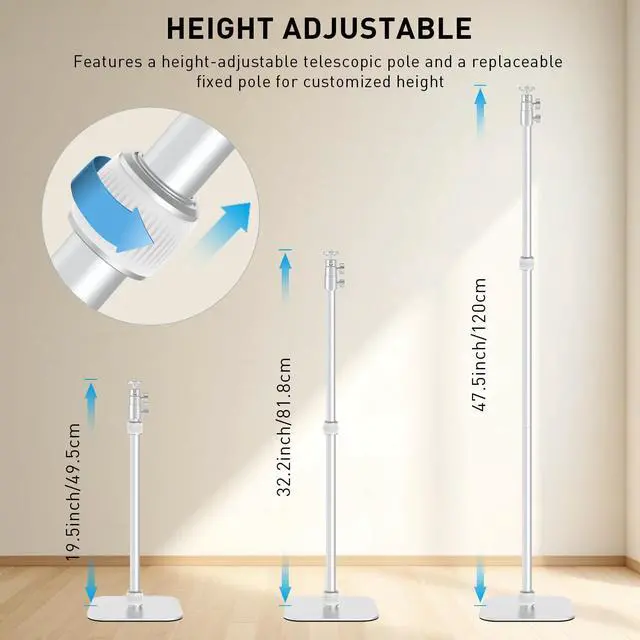 Alt view image 5 of 5 - Projector Mount,Height Adjustable 19.5" to 47.5",Space-Saving,Heavy-Duty Floor & Table Projector Stand with 11lbs Capacity for Home Theater & Business Presentation Compatible with Epson, XGIMI, Nebula