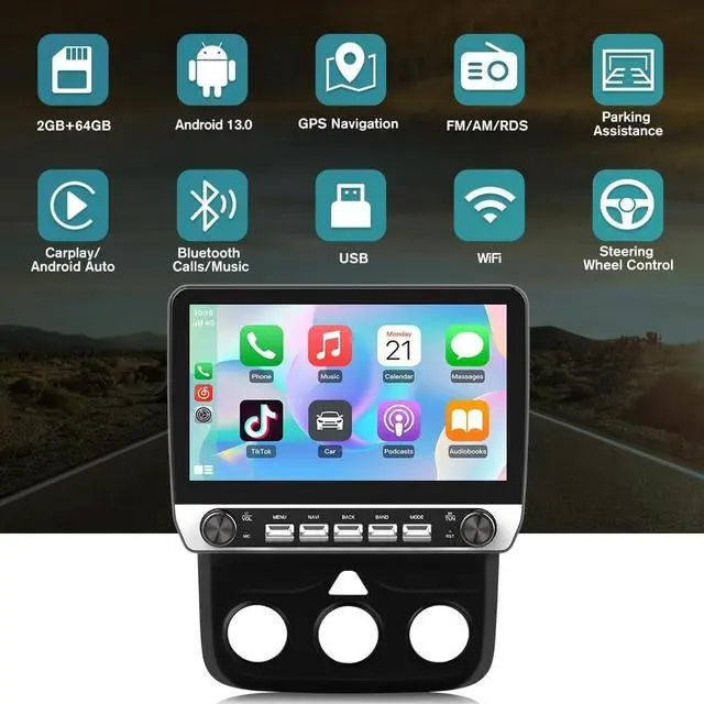 Alt view image 4 of 5 - Pyniro Car Radio Stereo Upgrade for Dodge RAM 1500/2500/3500 2013-2018 X (10)