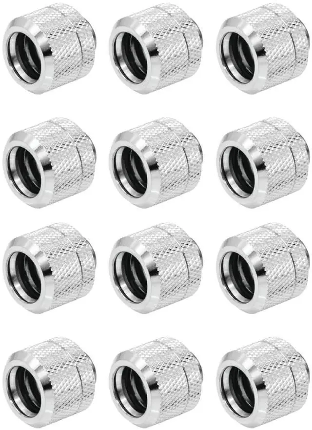 Main image of greenDracaena Dracaena.io 12 Pack G1/4" Thread to 14mm Outer Diameter, Hard Tubing Compression Fitting with high Body Design for Computer Water Cooling System, Silver
