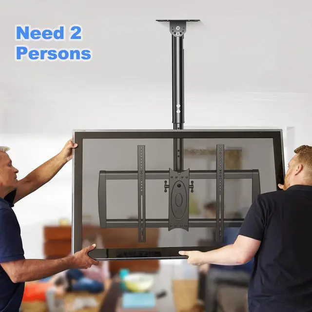 Alt view image 5 of 5 - XINLEI Ceiling TV Mount Fits Most 37-75 inch LCD LED Plasma Panel Display with Max VESA 600x400mm Loaded up to 110lbs Swivel and Tilt TV Bracket Height Adjustable MC61A