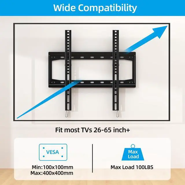 Alt view image 2 of 5 - HOME VISION Tilt TV Wall Mount for Most 26-65 Inch Flat/Curved Screen