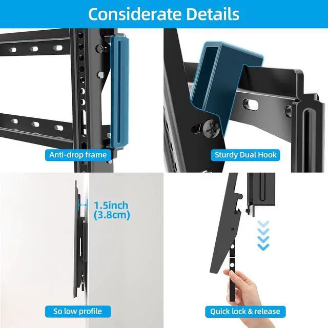Alt view image 4 of 5 - HOME VISION Tilt TV Wall Mount for Most 26-65 Inch Flat/Curved Screen