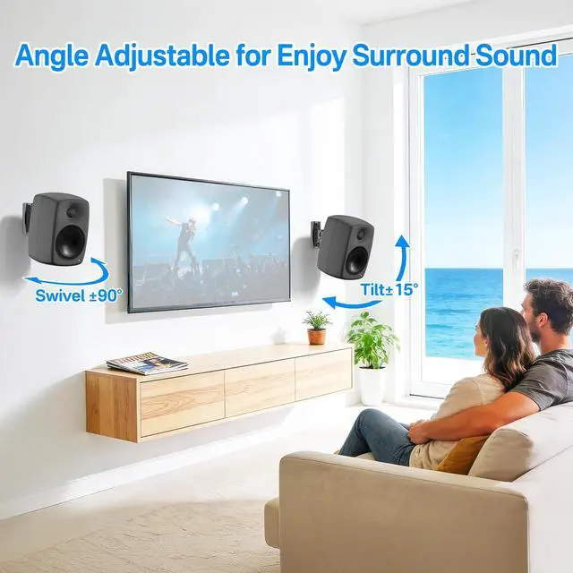 Alt view image 3 of 5 - Rimous Pair of Tilt & Swivel Adjustable Speaker Mount for Genelec Speaker Wall Mount - Heavy-Duty Wall Bracket for G1 G2 G3 4010 8010 8020 8331 Genelec Studio Monitor Speakers Mounts