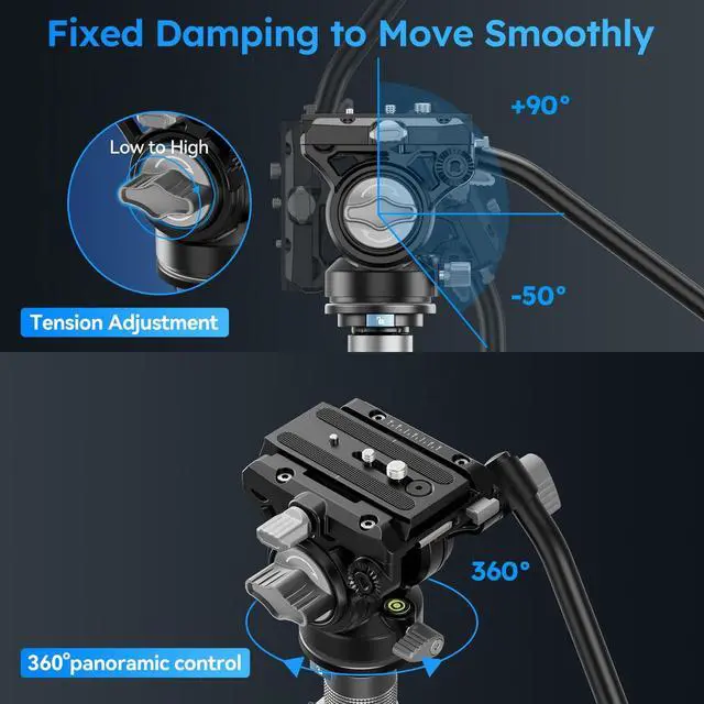 Alt view image 4 of 5 - SIRUI Carbon Fiber Video Monopod for Camera, 3-in-1 Monopod for Fluid Head, Max Height 68.89", 6kg Load Capacity Fluid Head for DJI RS and MFT 501
