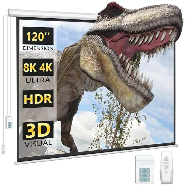 Main image of DINAH 120 Inch Electric Projector Screen with Remote, Automatic Air Indoor Drop Down, Motorized 4K 3D HD Projection for Movies