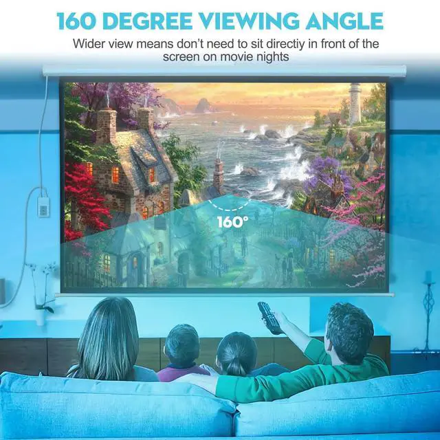 Alt view image 5 of 5 - DINAH 120 Inch Electric Projector Screen with Remote, Automatic Air Indoor Drop Down, Motorized 4K 3D HD Projection for Movies