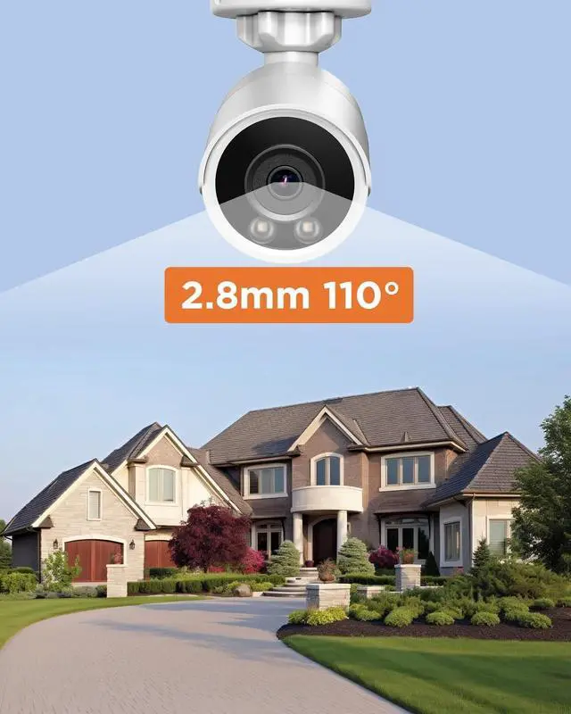 Alt view image 3 of 5 - PANOOB 4K Security Camera Outdoor/Indoor, 8MP POE IP Bullet Surveillance Camera with Built-in Mic, AI Persion/Vehicle Detection, 2.8mm Lens, IP67 Weatherproof, Smart Color Night Vision, PB38FA1-8M