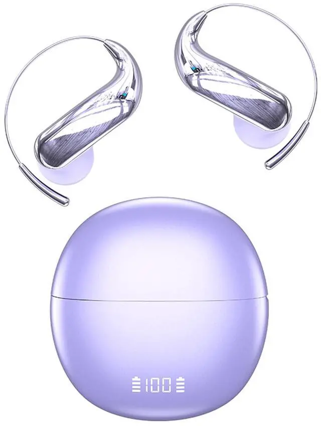 Main image of Purple Wireless Open Ear Earbuds with Ear Hook Around Over The Ear Sport Air Bone Conduction Bluetooth Earbuds That Don't Go in Ear for Exercising Running Headphones with Microphone Headsets Ea