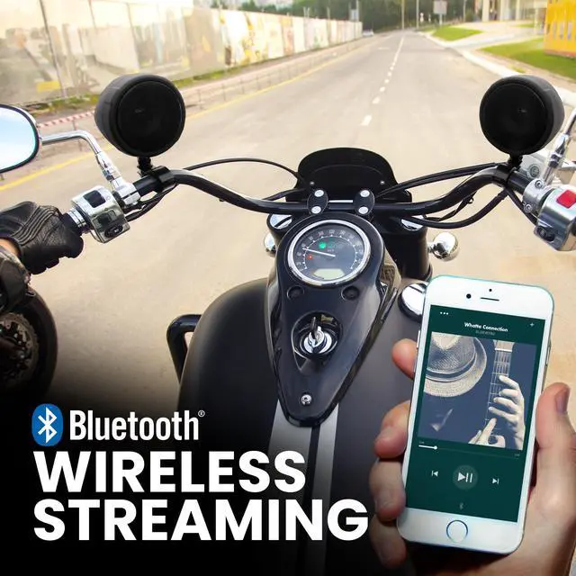 Alt view image 5 of 5 - BOSS Audio Systems MCBK520B Motorcycle 3 Inch Stereo Speakers and Amplifier Audio Sound System - Bluetooth 2 Channel Amplifier, Weatherproof, FM Tuner, USB, SD, Auxiliary In, ATV UTV Compatible