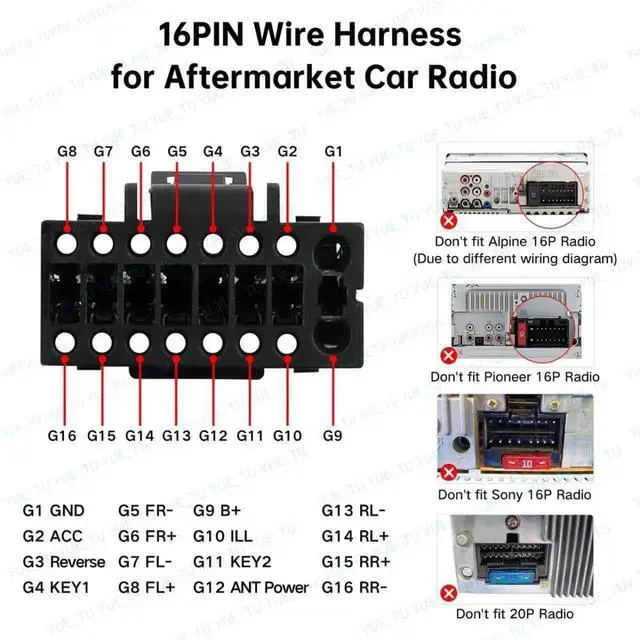 Alt view image 5 of 5 - Fits for Hyundai IX35 Tucson 2 Kia Sportage Sorento Azera with Factory Amplifier Backup Camera Car Radio Stereo Retrofit Wiring Harness Adapter