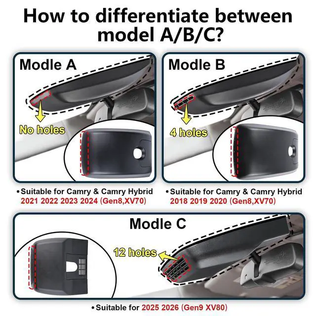 Alt view image 2 of 5 - 4K Front & 2K Rear 2 Channel HDR Dash Cam, Dual STARVIS 2 IMX678 IMX675, Custom Fit for Toyota Camry & Hybrid 2025 2026 (Model C), LE SE XLE XSE etc, 5GHz WiFi, GPS,128GB Card