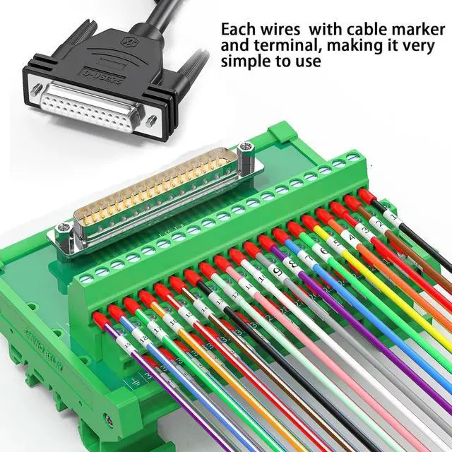 Alt view image 4 of 5 - JUXINICE DB25 Female Connector to Bare Wire 10-Foot 24AWG, DB25 Extension Cable All 25 Wires Equipped with Marker Terminal Blocks D-SUB 25 Pin Cable to Bare Wire