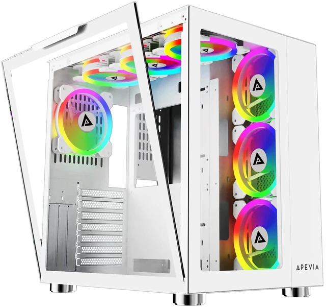 Main image of Apevia Prism-Elite-WH Dual Chamber Mid Tower ATX Case with 7X ARGB PWM Fans