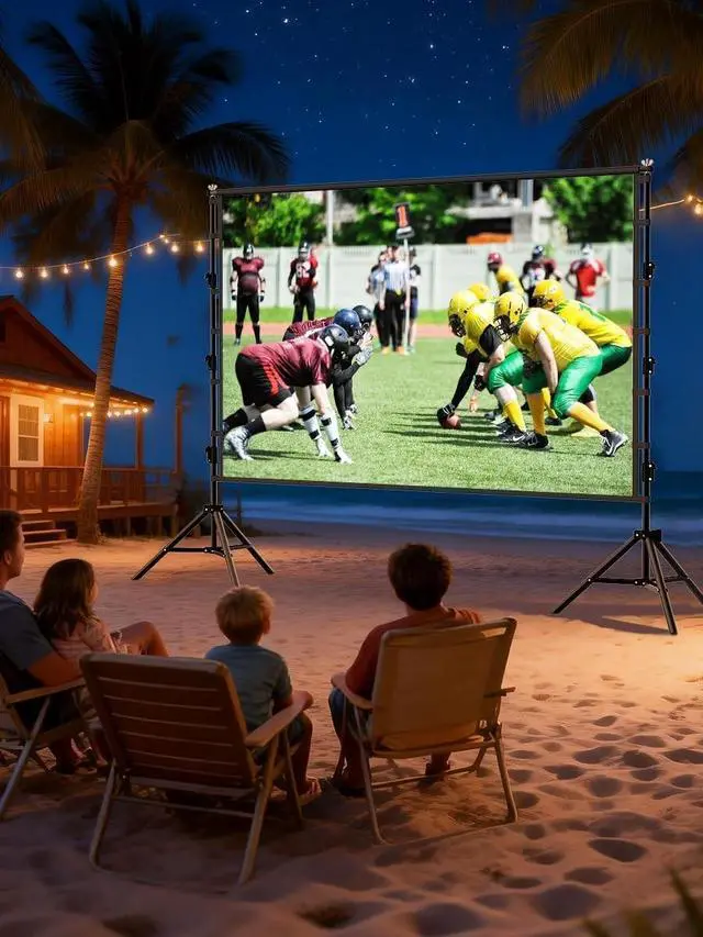 Alt view image 2 of 5 - Outdoor Projector Screen with Stand, 150 inch Indoor Movie Screen 16:9 4K Rear Front Portable Projection Screen, Quick Setup Foldable Travel Home Theater Screen with Carry Bag for Backyard Camping