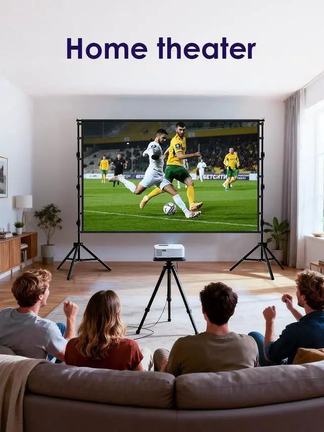 Alt view image 3 of 5 - Outdoor Projector Screen with Stand, 150 inch Indoor Movie Screen 16:9 4K Rear Front Portable Projection Screen, Quick Setup Foldable Travel Home Theater Screen with Carry Bag for Backyard Camping