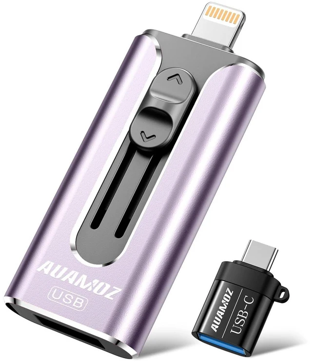 Main image of AUAMOZ 512GB Flash Drive for iPhone Photo Stick USB Memory Stick, Portable Thumb Drive for Photo Video Storage and Transfer, Compatible with iPhone, iPad, Android, PC (Purple)