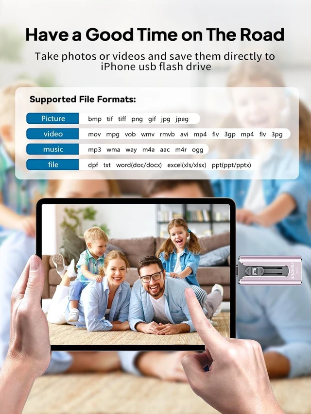 Alt view image 5 of 5 - AUAMOZ 512GB Flash Drive for iPhone Photo Stick USB Memory Stick, Portable Thumb Drive for Photo Video Storage and Transfer, Compatible with iPhone, iPad, Android, PC (Purple)