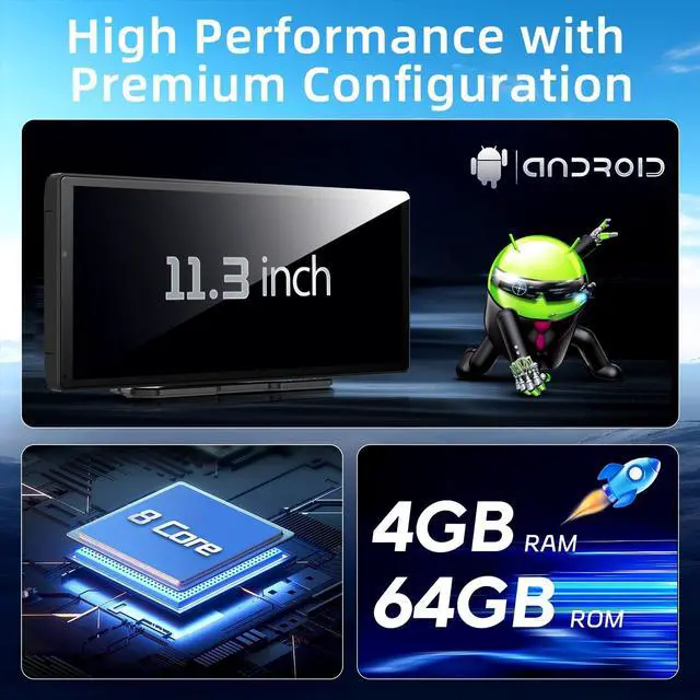 Alt view image 3 of 5 - 11.3" QLED Android 8Core 4G+64G Carplay Screen for Car Android Auto & Carplay Screen with Net-Flix YouTube Google Play AI 1080P Rear Camera GPS Navigation Voice Control 11.3" (4+64GB)