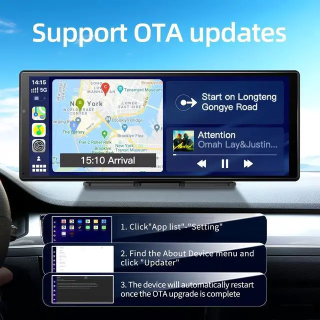 Alt view image 5 of 5 - 11.3" QLED Android 8Core 4G+64G Carplay Screen for Car Android Auto & Carplay Screen with Net-Flix YouTube Google Play AI 1080P Rear Camera GPS Navigation Voice Control 11.3" (4+64GB)
