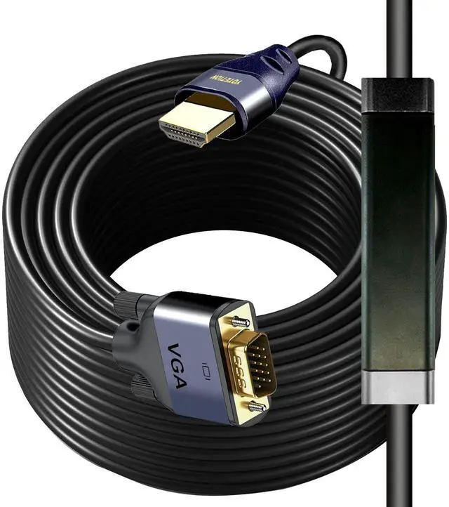 Main image of YOTETION HDMI to VGA 50Ft Cable with IC, Gold-Plated HDMI to VGA Compatible for Computer, Desktop, Laptop, PC, Monitor, Projector,HDTV, Raspberry Pi, Roku, Xbox and More, Grey