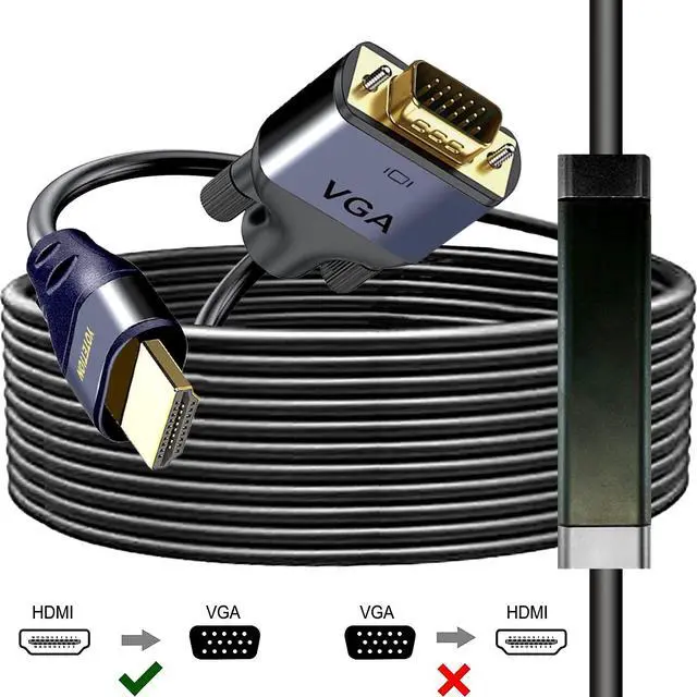 Alt view image 2 of 5 - YOTETION HDMI to VGA 50Ft Cable with IC, Gold-Plated HDMI to VGA Compatible for Computer, Desktop, Laptop, PC, Monitor, Projector,HDTV, Raspberry Pi, Roku, Xbox and More, Grey