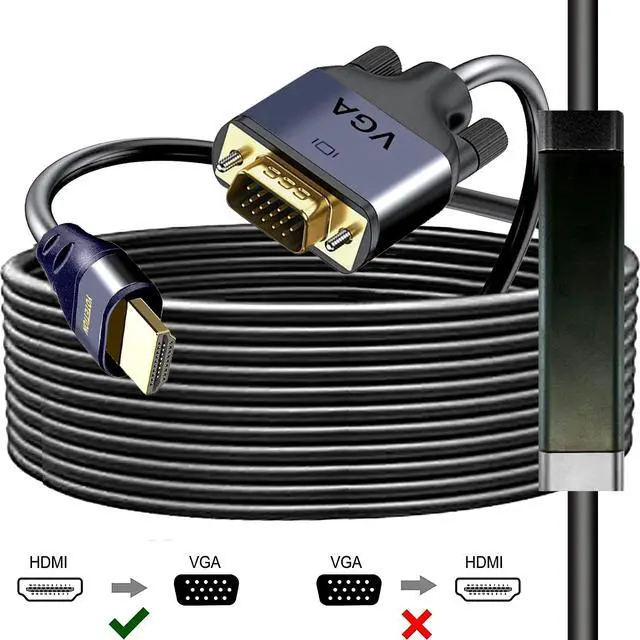 Alt view image 3 of 5 - YOTETION HDMI to VGA 50Ft Cable with IC, Gold-Plated HDMI to VGA Compatible for Computer, Desktop, Laptop, PC, Monitor, Projector,HDTV, Raspberry Pi, Roku, Xbox and More, Grey