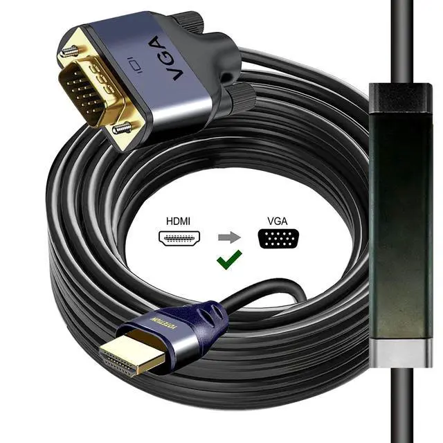 Alt view image 4 of 5 - YOTETION HDMI to VGA 50Ft Cable with IC, Gold-Plated HDMI to VGA Compatible for Computer, Desktop, Laptop, PC, Monitor, Projector,HDTV, Raspberry Pi, Roku, Xbox and More, Grey