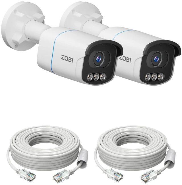 Main image of ZOSI C186 5MP Security PoE Camera, 2 Pack Wired Audio Bullet IP Camera