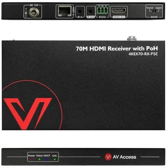 Main image of HDMI Extender PoH Receiver (HDBaseT), 4K x 2K, Computer IR+RS232+HDCP2.2, Over Single Cat5e/6/6a/7, 4K60Hz 131ft, 1080P 230ft, Co-Work with AV Access Wall Plate Transmitter