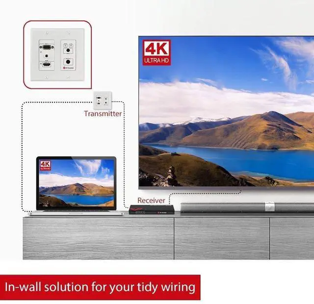 Alt view image 2 of 5 - HDMI Extender PoH Receiver (HDBaseT), 4K x 2K, Computer IR+RS232+HDCP2.2, Over Single Cat5e/6/6a/7, 4K60Hz 131ft, 1080P 230ft, Co-Work with AV Access Wall Plate Transmitter
