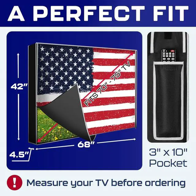 Alt view image 2 of 5 - Outdoor TV Cover 75 Inch Weatherproof and Waterproof TV Covers ^^ Outdoor TV Enclosure ^^ Smart Shield TV Screen Protector for Outside TV ^^ Cover for Moving ^^ TV Display ProtectorsZipper