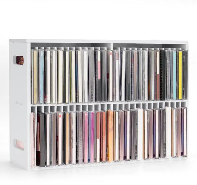 Main image of SANFURNEY 52 Slots CD Storage Holder, Wall-Mounted CD Display Stand Jewel Cases Organizer Rack, Stackable Disc Case Holder for Theatre Room