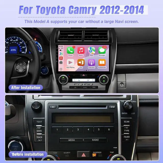Alt view image 2 of 5 - Leadfan 8 Core Car Radio for Toyota Camry 2012 2013 2014(Not Fit Large Screen or J.B.L)Wireless Carplay Android Auto, 10.1" Touchscreen Android 12 Camry Stereo GPS Bluetooth FM WIFI SWC+Backup