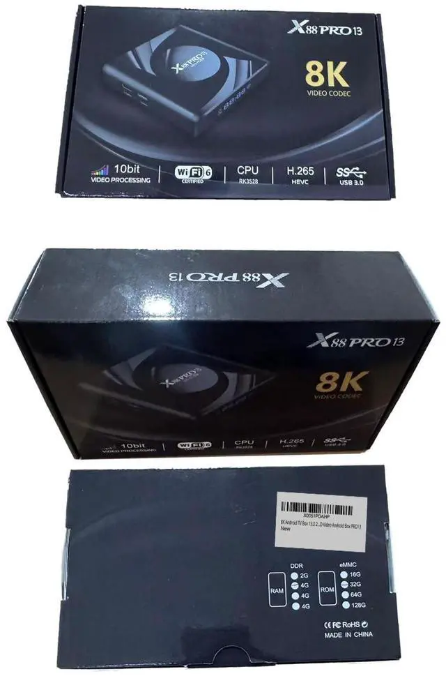 Alt view image 2 of 5 - 8K Android TV Box 13.0 2026 RK3528 Chip 4GB RAM 64GB ROM Smart TV Box Support WiFi6 BT5.0 USB3.0 Ethernet 10/100M LAN 2K 4K 3D HDR10 HD Video Android Box PRO13