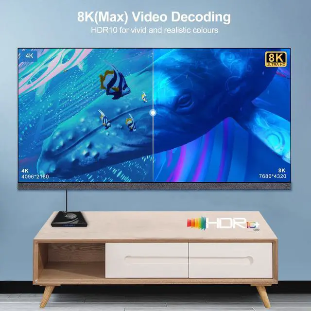Alt view image 4 of 5 - 8K Android TV Box 13.0 2026 RK3528 Chip 4GB RAM 64GB ROM Smart TV Box Support WiFi6 BT5.0 USB3.0 Ethernet 10/100M LAN 2K 4K 3D HDR10 HD Video Android Box PRO13