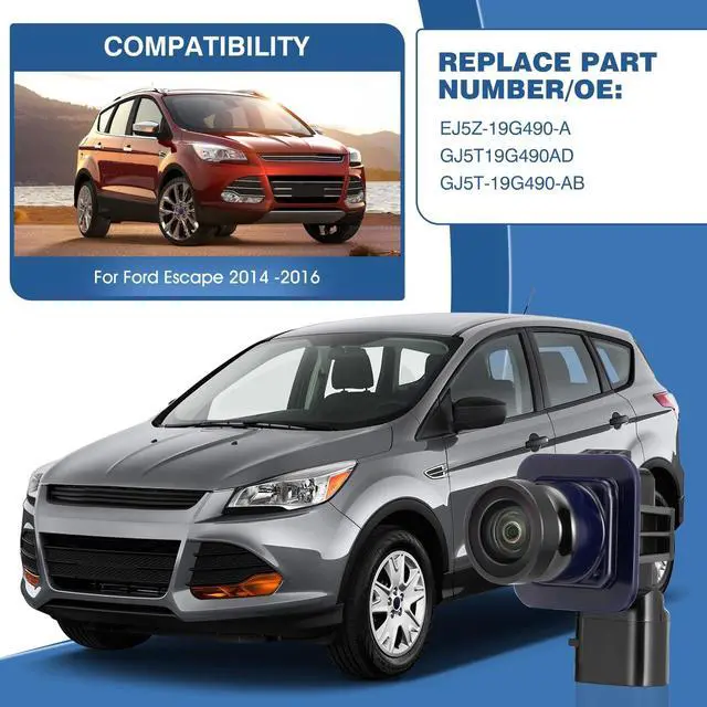 Alt view image 3 of 5 - Rear View Backup Reverse Camera Compatible with Ford Escape 2014 2015 2016, Safety Parking Back Up Assist Camera OE Number EJ5Z-19G490-A GJ5T-19G490-AB,590-419