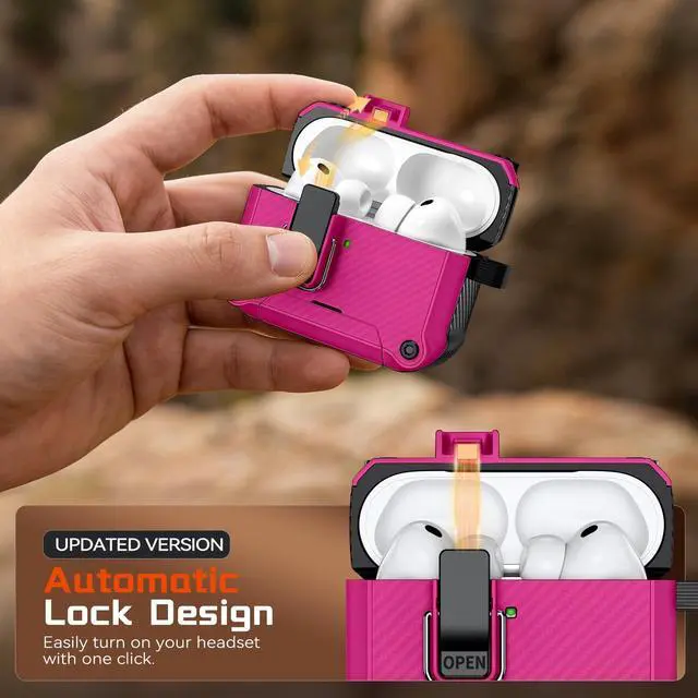Alt view image 4 of 5 - Inesore for AirPods Pro 3 Case with Secure Lock (Rose red)