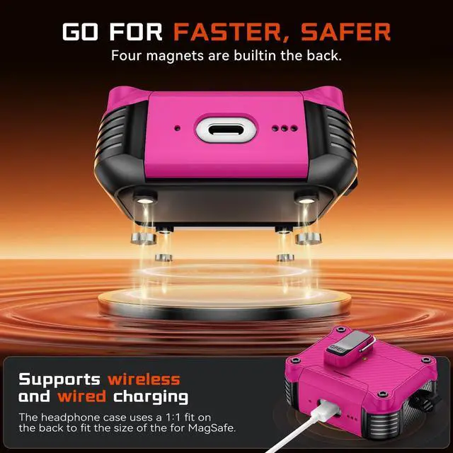 Alt view image 5 of 5 - Inesore for AirPods Pro 3 Case with Secure Lock (Rose red)