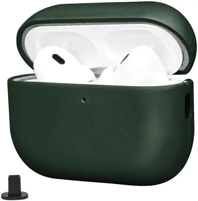 Main image of Rumwot for AirPod Pro 3 Case, 100% Geniune Leather Protective Cover for AirPods Pro 3rd Gen (2025) Compatible with MagSafe and Wireless Charging, Anti-Scratch, Shockproof, Green
