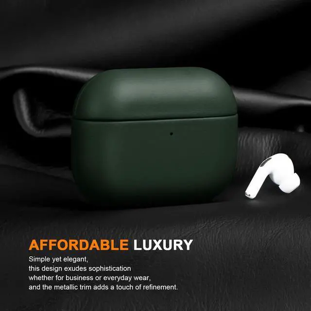 Alt view image 2 of 5 - Rumwot for AirPod Pro 3 Case, 100% Geniune Leather Protective Cover for AirPods Pro 3rd Gen (2025) Compatible with MagSafe and Wireless Charging, Anti-Scratch, Shockproof, Green