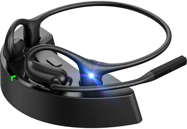 Main image of JabNecter Open Ear Headphones with Mic, Wireless Headset with Charging Dock & Noise Canceling Mic, Wireless 5.4 Headset with Mic, Lightweight Air Conduction Headphones for Work, Workout,