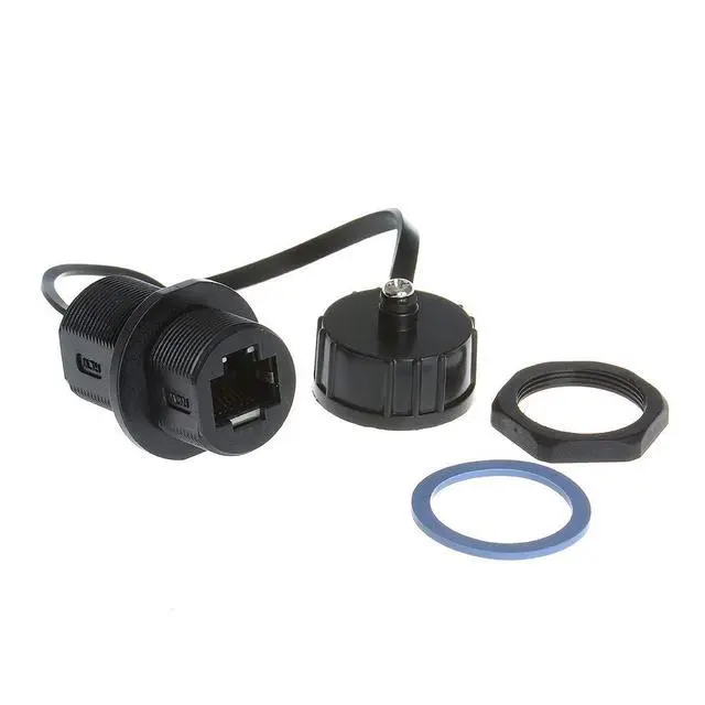 Alt view image 2 of 5 - ANMBEST 5PCS Panel Mounting Shielded RJ45 Waterproof Cat5/5e/6 8P8C Connector Ethernet LAN Cable Connector Double Head Adapter with Waterproof/Dust Cap