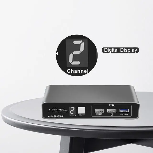 Alt view image 3 of 5 - DP KVM Switch for 2 Computers 1 DP Monitor 4K@60Hz USB 3.0 with Remote