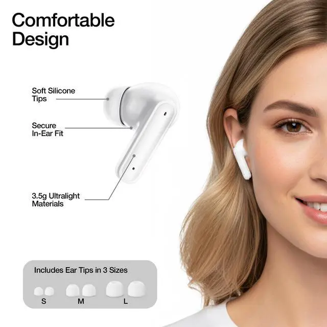 Alt view image 4 of 5 - HyperGear Active Noise Cancelling Wireless Earbuds + Dual Mics for Crystal-Clear Calls Upgraded Bluetooth 6.0 & Portable Charging Case with Digital Power Display