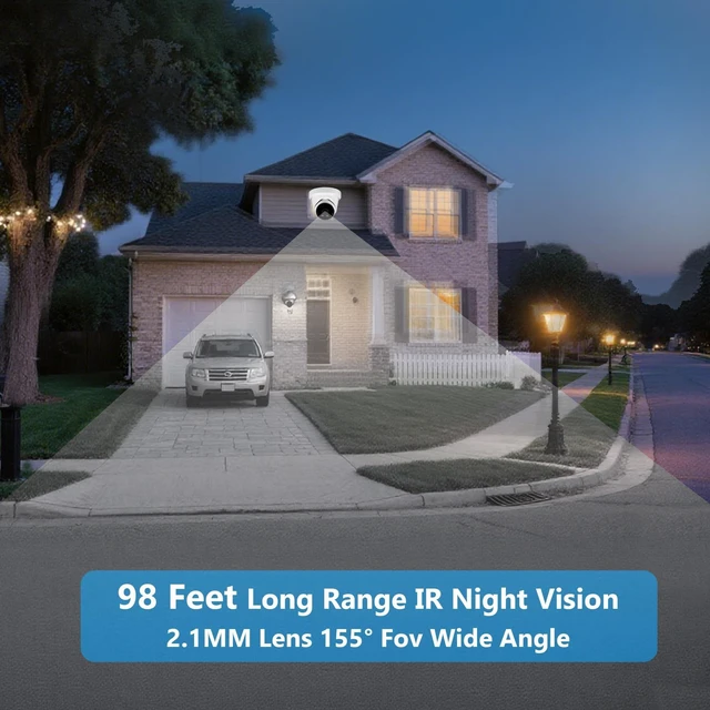 Alt view image 4 of 5 - Real HD 2.1MM 6MP 155 Wide Angle PoE IP Camera Outdoor, 98ft IR Night Vision, H.265, IP66, Compatible with Uniview NVR, NDAA Compliant