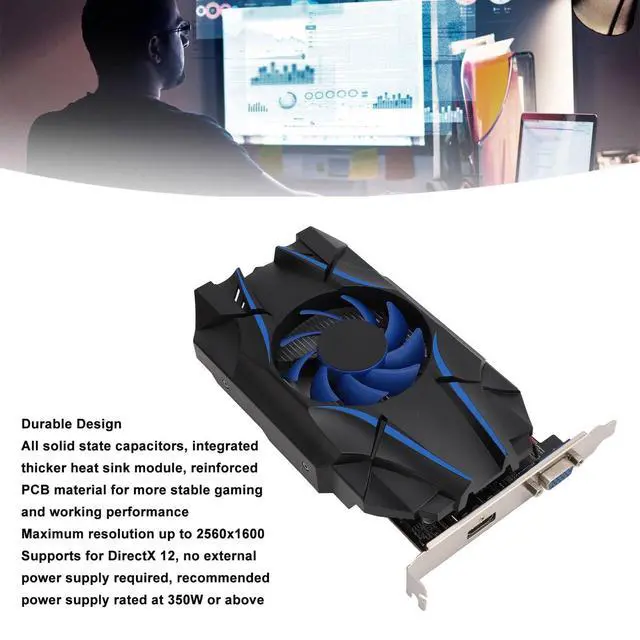 Alt view image 3 of 5 - SENECESLI 2GB GDDR5 Graphics Card ^^ 6008MHz Core Clock, Passive Cooling & DirectX 12 Support Ideal for HD Media & Light Gaming