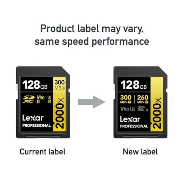 Alt view image 5 of 5 - Lexar 128GB Professional 2000x SD Card, UHS-II, C10, U3, V90, Full HD, 8K, Up To 300MB/s Read SDXC Memory Card, for DSLR, Cinema-Quality Video Cameras (LSD2000128G-BNNNU)