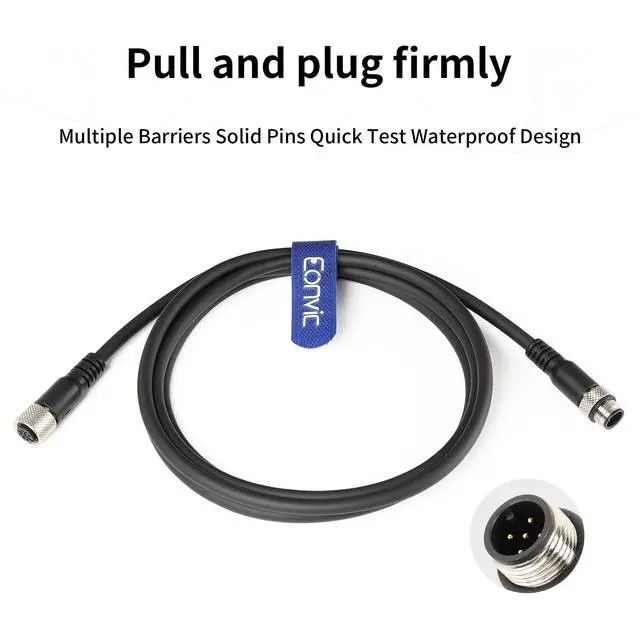 Alt view image 4 of 5 - Eonvic Industrial M12 5 Pin Male to Female Aviation Sensor Connector Electrical PVC Cable 100M