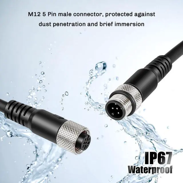 Alt view image 5 of 5 - Eonvic Industrial M12 5 Pin Male to Female Aviation Sensor Connector Electrical PVC Cable 100M